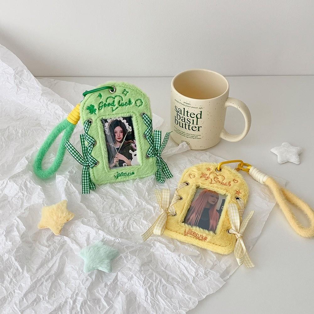 Hanging Decoration Korean Photocard Holder Plush Card Protective Case  School Stationery