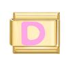 Vintage Y2K Pink 26 English Letters Gold Color Italian Charm Links Fit 9MM Bracelet Stainless Steel Making DIY Christmas Gifts
