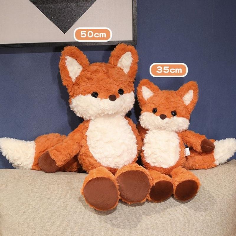 Peluche Volpe Carina e Soffice da 35cm/50cm Bambola Morbida di Volpi Arancioni Cartoni Animati per Calmare Regalo di Compleanno