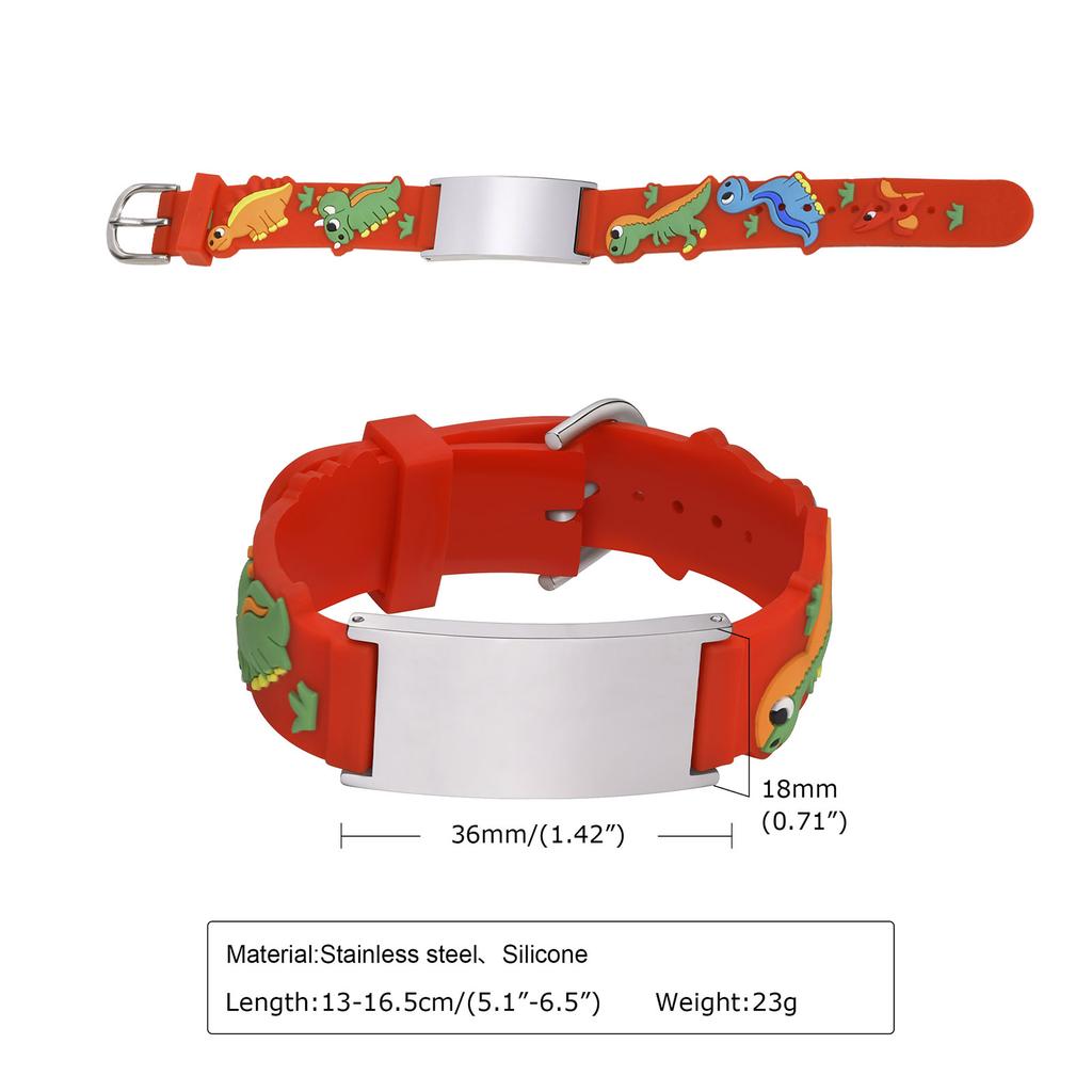 Stainless Steel All-gloss Medical Alert ID Bracelet Adjustable  , Silicone Personalized Jewelry Birthday Gift