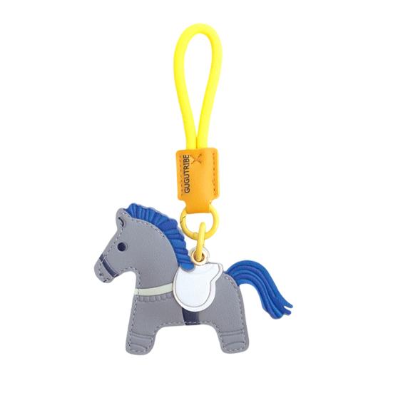

Keychain Pendant Cartoon Horse Shape Key Holder Colorful Faux Leather Access Card Case Bag Lanyard Decorative Keychain Accessory серый