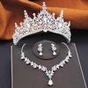 Gorgeous Water Drop Tiaras Bridal Crown with Necklace Earring Sets Wedding Bride Jewelry Set for Women Party Birthday Gifts