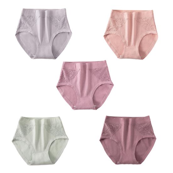 Dámské bavlněné spodní prádlo Dámské měkké strečové kalhotky s kontrolou bříška Vysoký pas Krajkové Hipster Plné krytí Kalhotky