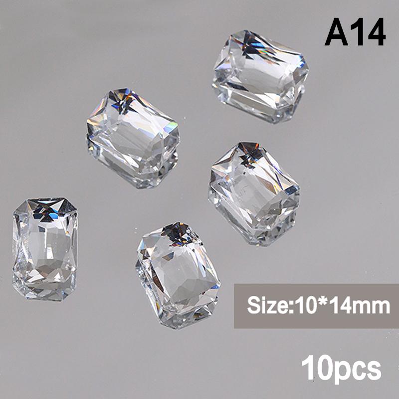 10 Stück Eis Durchsichtig Nagelkunst Kristall Glänzend Klar Spitzer Boden Glasstein 3D DIY Maniküre Dekoration Zubehör