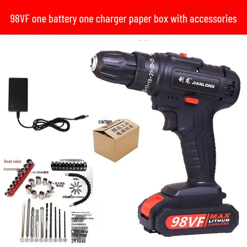 Cordless Dual-Speed Lithium Battery Electric Drill & Screwdriver for Household Use
