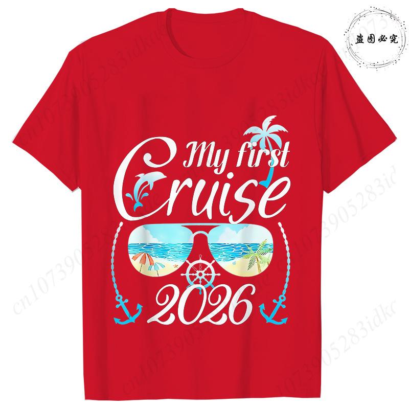 My First Cruise 2026 Tshirts for Women Sunglasses Beach Graphic  Short Sleeve Fashion Cruise Vacation Daily Wear Trendy Tees