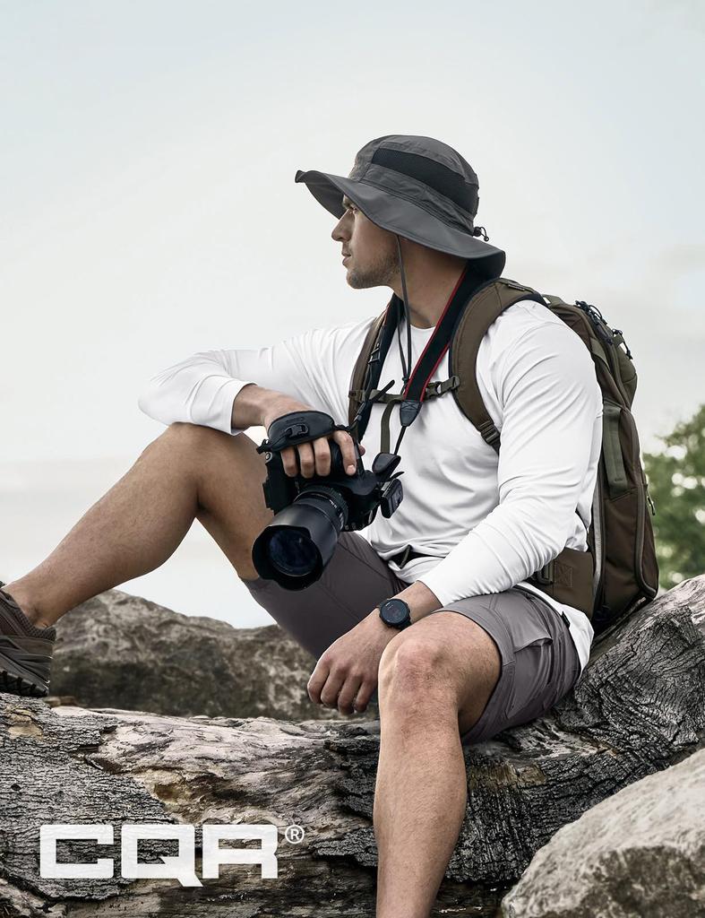 CQR Outdoor Long UV Moisture Quick Raglan Cool Everyday Strength Mountain Track Tennis Men's UPF50+ Shirt, Sleeve, Protection, Wicking, Drying, Style,