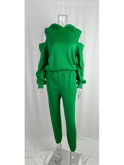 Autumn 2025 Minimalist Long Sleeve Fleece Sweatshirt & Elastic Waistband Long Pants Set
