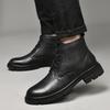 Men's Plus Size Genuine Leather High-Top Martin Boots, Velvet-Lined Winter Work Boots, Snow Boots in Cowhide.
