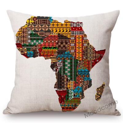 Nordic Africa Map African Tribe Designs Home Decorative Sofa Pillow Case Cotton Linen Wild Life Animal Office Chair Pillow Cover