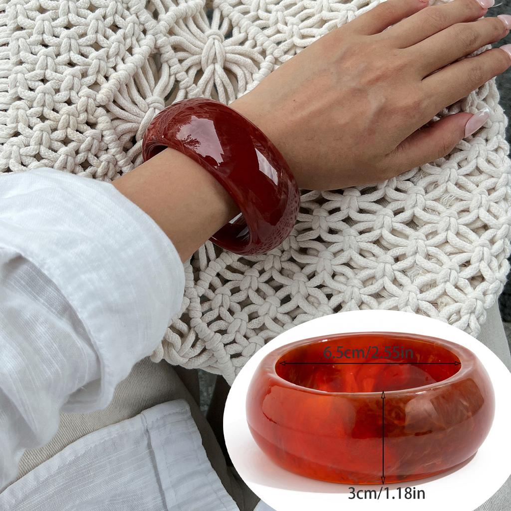 Fashion Irregular Amber Smudged Acrylic Bracelet, Exaggerated Geometric Glossy Resin Bracelet
