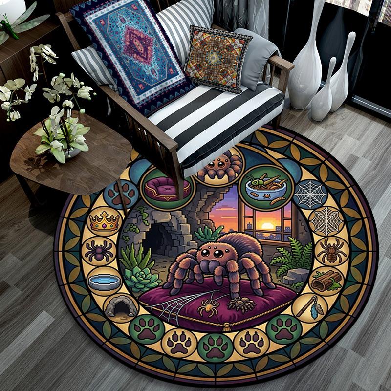 Spiders Cozy Haven Round Area Rug Under Office Chairs Bedroom Living Room Home Decor 80cm x 80cm