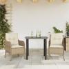 Vidaxl 3-Cz. Garden Furniture Set With Cushions, Beige, Poly Rattan