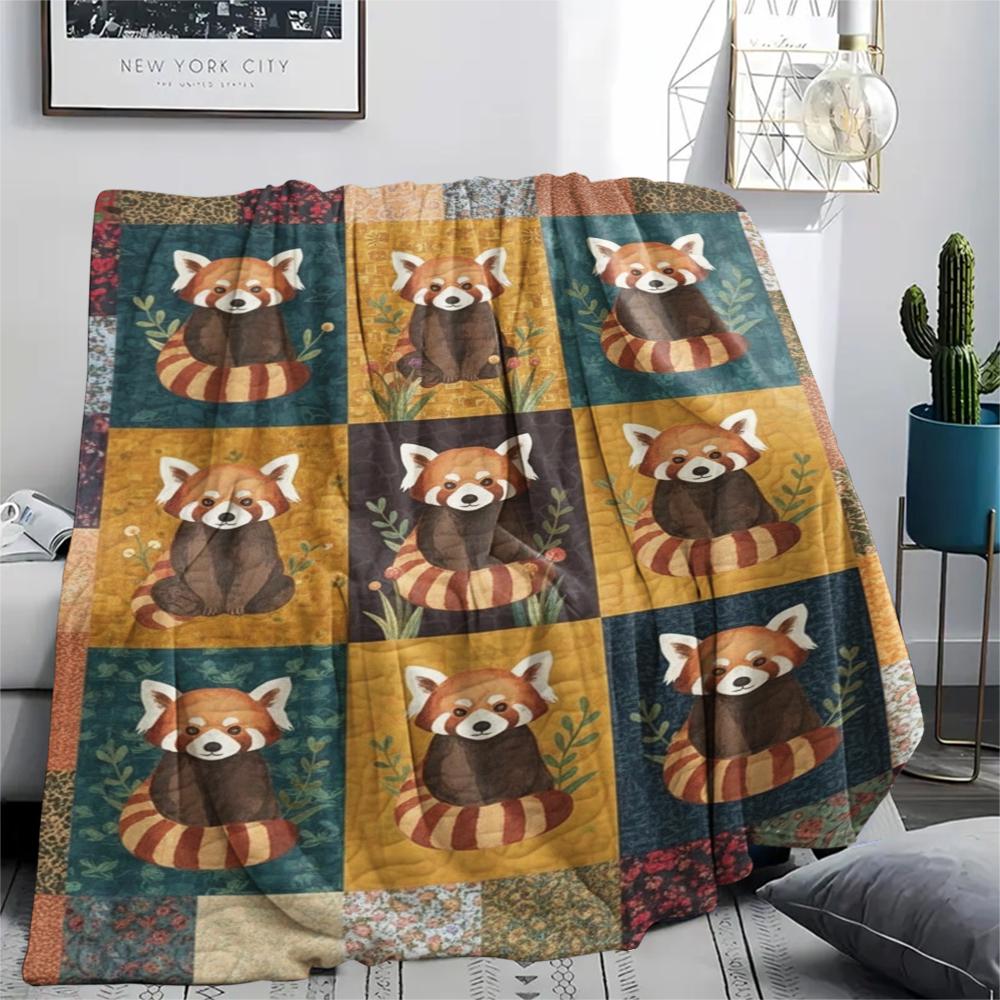 1Pc Patchwork Animal Print Flannel Blanket, High quality Comfortable for All Seasons, Home Decor, Warmth and Comfort, Perfect for Christmas Gifts60
