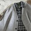 Top-Rated Unisex Korean Patchwork Cardigan: Two-Piece Look, Knit Sweater for Spring & Autumn