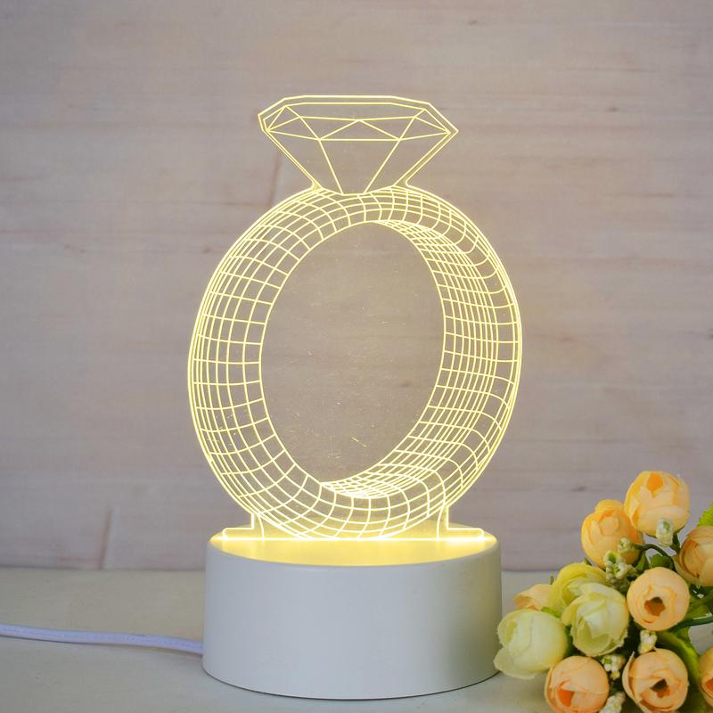 Customize Acrylic 3D Illusion LED Warm White Night Light for Living Room Kids Bedroom Decorative Lamp with USB Power