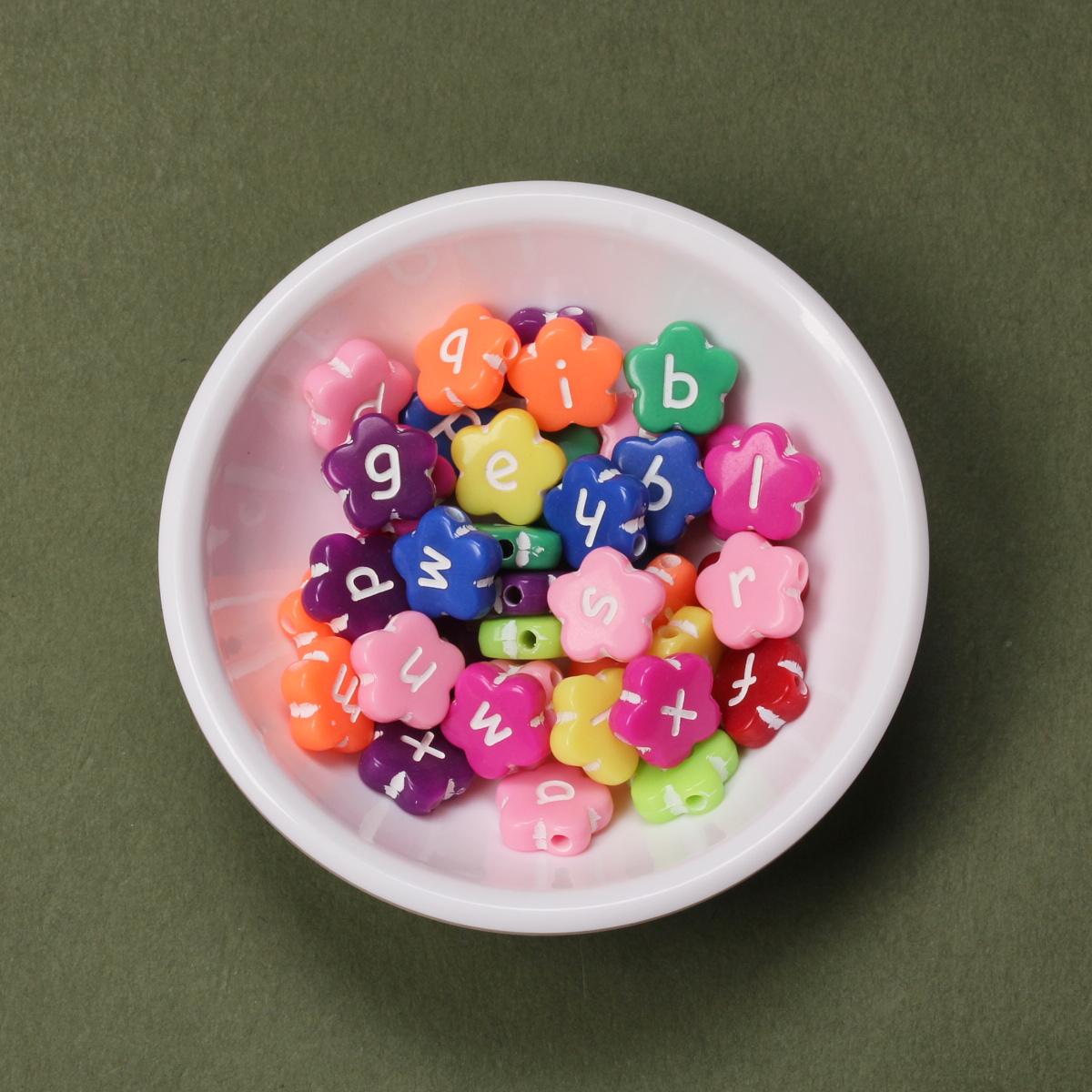 

40 шт., акриловые бусины с буквами в виде цветов, 10,5 мм, для изготовления ювелирных изделий своими руками, браслет, ожерелья