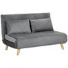 Sleeper Sofa Couch, 2 Cushions, Velvet Look, 130 X 78 X 79 Cm, Grey