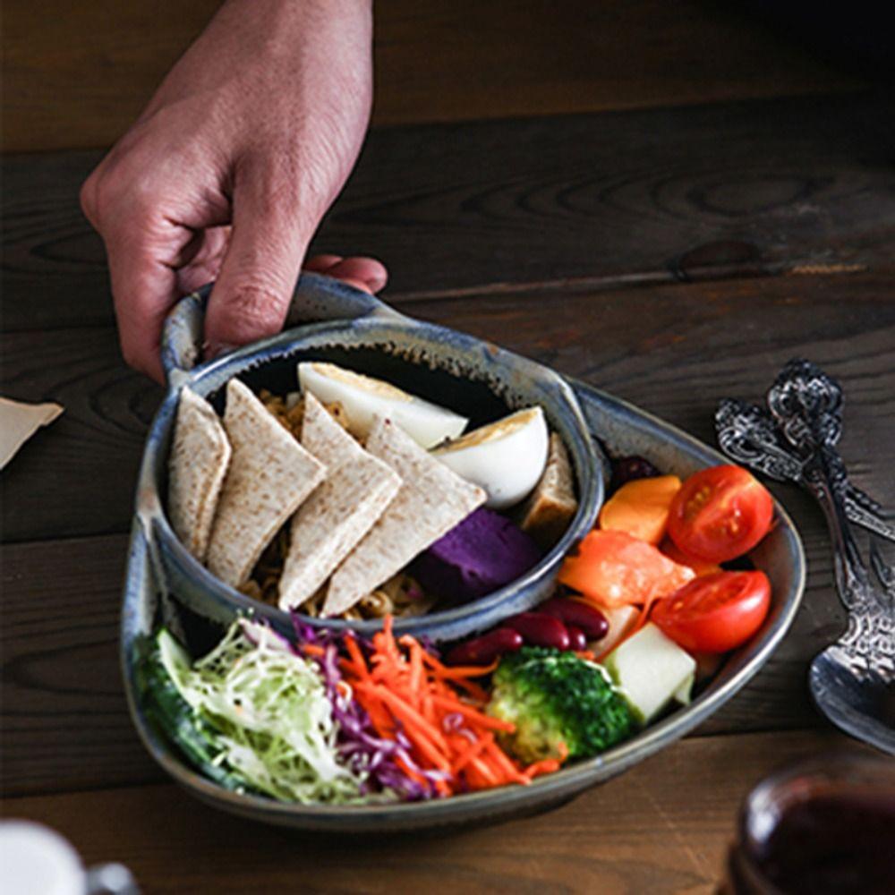 with Handle Vintage Separated Fruit Salad Plate Ceramic French Fry Plate Sandwich Plate  Hotel