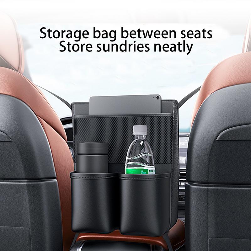 Between Seat Car Organizer Car Front Seat Middle Storage Bag Car Leather Storage Between Seats Back Storage Organizer Bag For