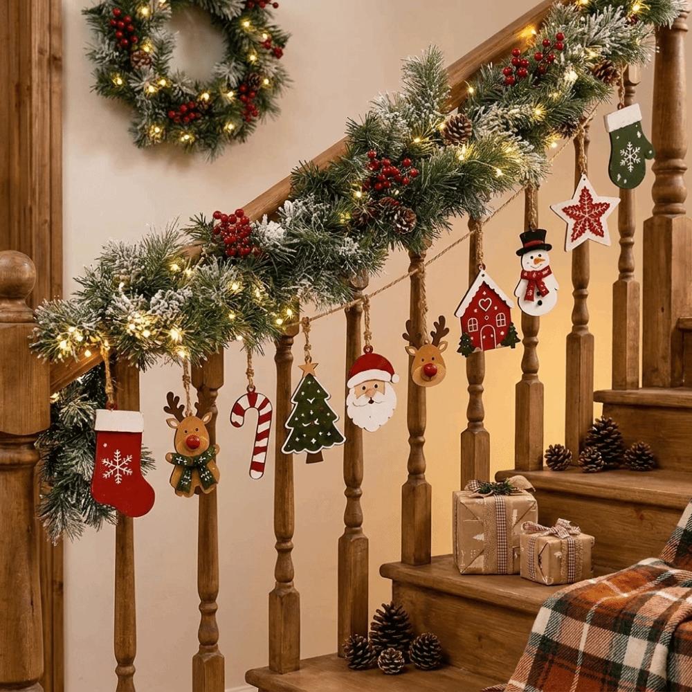 10Pcs Santa Claus Christmas Hanging Ornaments DIY Wall Party Holiday Decorations New Year