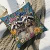 Jgevans Floral & Raccoon Cushion Covers Chair Living Room Pillowcase Cozy Zipper Sofa Pillow Covers Bedroom Indoor Home Decor