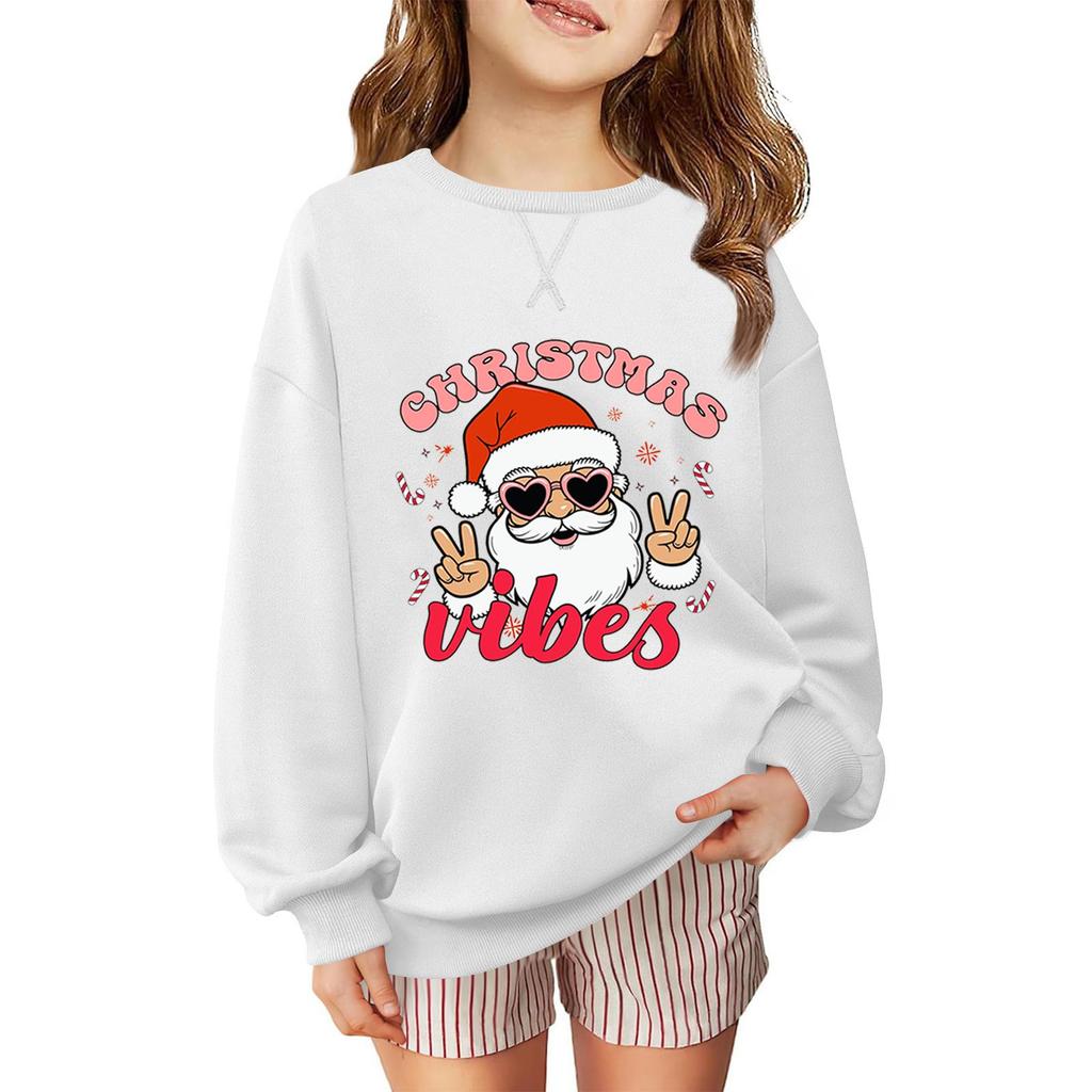 Children's Fashionable Casual Long-sleeved Loose Christmas Print Pullover Sweatshirt