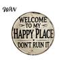 Outdoor Wall Decor Round Art Sign Retro Style Metal Welcome Rustic Patio for Front Door Bedroom Bathroom Bar Decoration Weatherproof