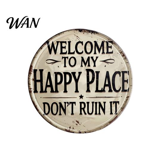 Outdoor Wall Decor Round Art Sign Retro Style Metal Welcome Rustic Patio for Front Door Bedroom Bathroom Bar Decoration Weatherproof