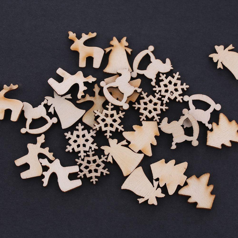 

30 шт. 20 мм новый натуральный домашний декор Рождественская лошадка-качалка олень дерево снежинки деревянная заготовка