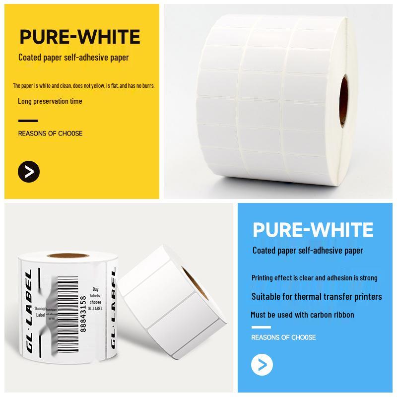 Self-Adhesive Coated Barcode Label Stickers, Various Sizes