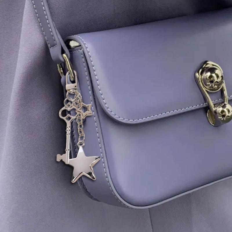 Star Bag Charm Trendy Bag Accessory Fashion Statement Pendant Gothic Key Ornament Alloy Texture for Keys and Purses