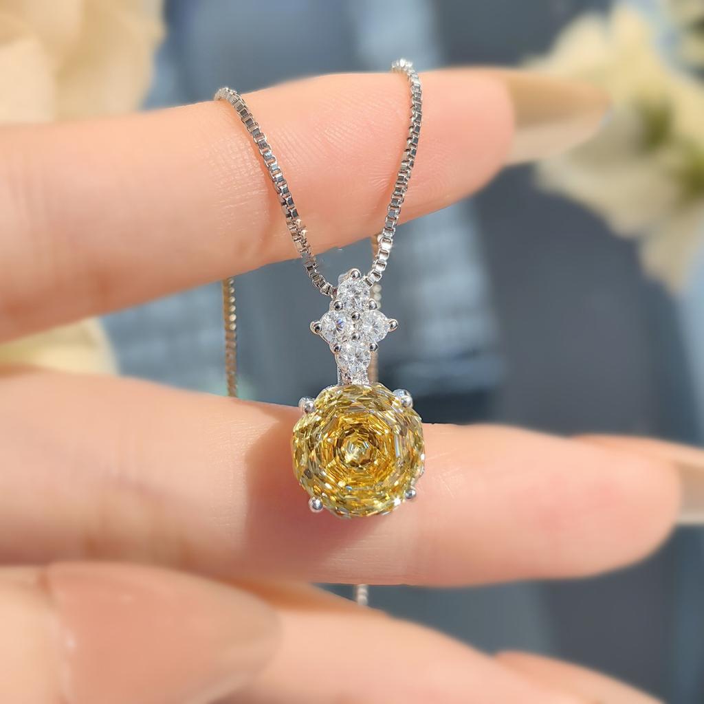 Achteck Millennium Schliff Set Ring Damen Leichter Luxus Premium Rosa Lila Lithium Champagner Gelb Hochkohlenstoff Diamant