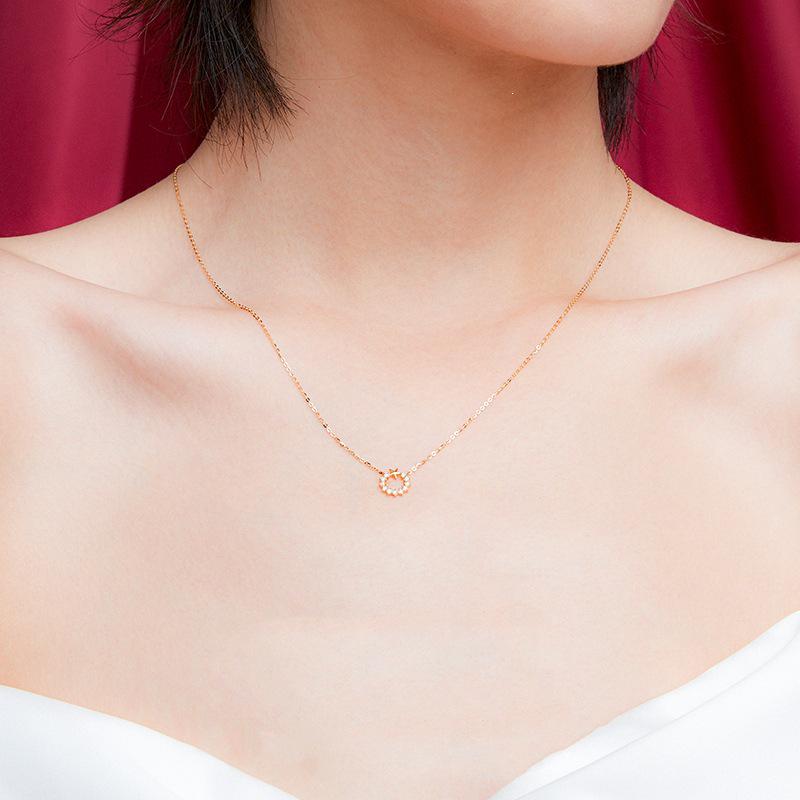 S925 Sterling Silver Gold-Plated Necklace with Simple Inlaid Pendant for Women
