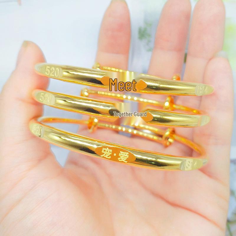 Vietnamese Sand Gold Pet Bracelet: Golden Bangle for Valentine's Day or Qixi Gift for Girlfriend
