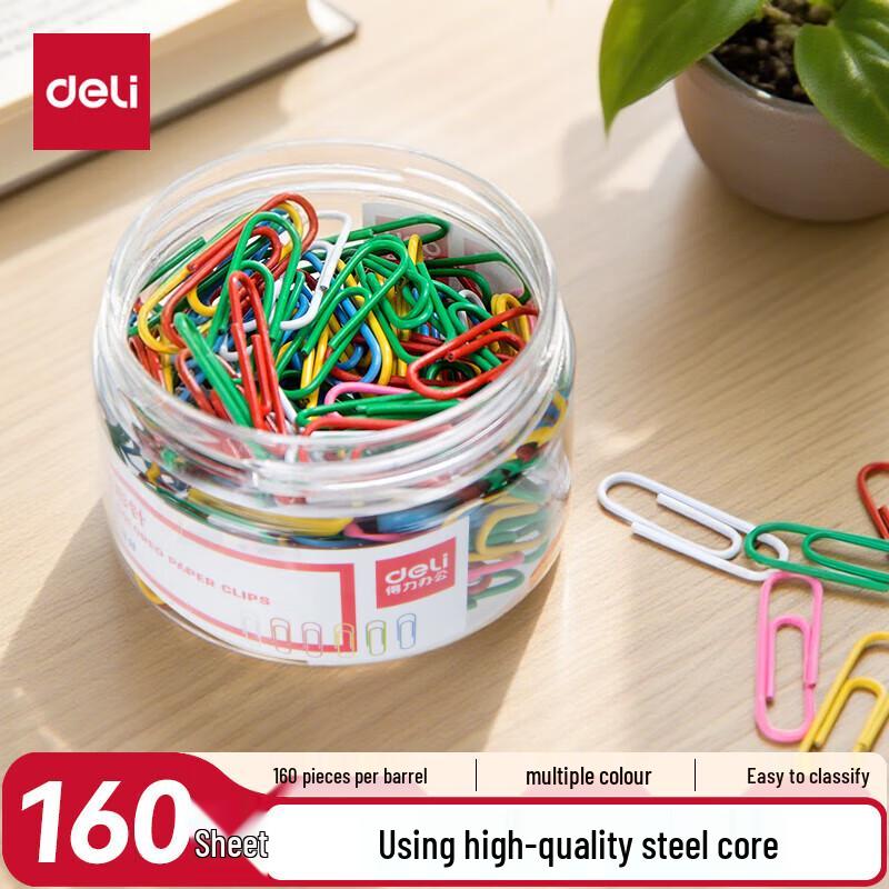 Deli 160-Count 29mm Colorful Paper Clips