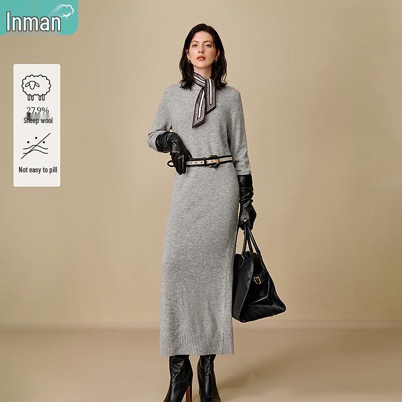 

INMAN Women s Color Block Round Neck Sweater Dress XL