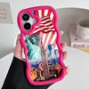 USA Amerikansk flagga Vågig kant TPU Mobilskal för iPhone 17 16 15 14 13 12 11 Air Pro Max Plus Färgglatt Fodral