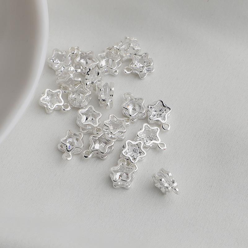 14K Gold-Filled Zircon Flower Pendant, Clip-on Charm for DIY Jewelry