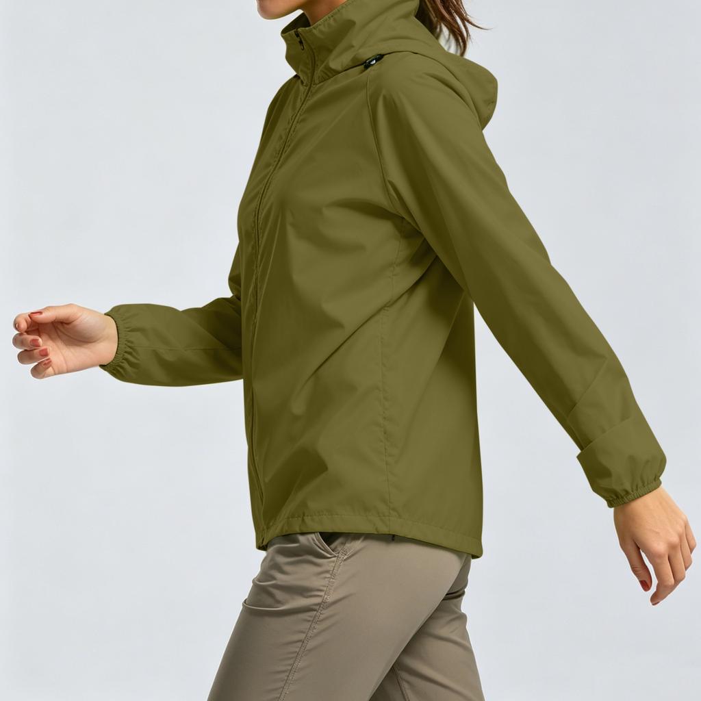 Lightweight Outdoor Windbreaker Jacket for Women Spring Autumn Waterproof Thin Hooded Sports Outerwear Zip Up