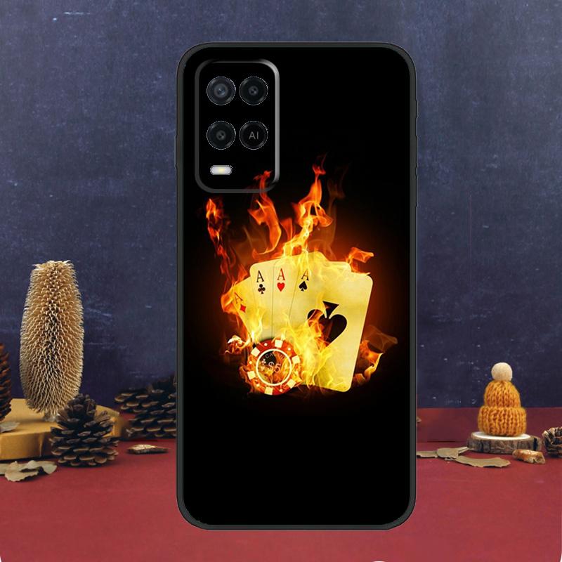 Poker Playing Card Case For Oppo A80 A60 A40 A78 A98 A58 A38 A18 A54 A74 A94 A96 A76 A16 A15 A17 A57 A5 A6 Pro