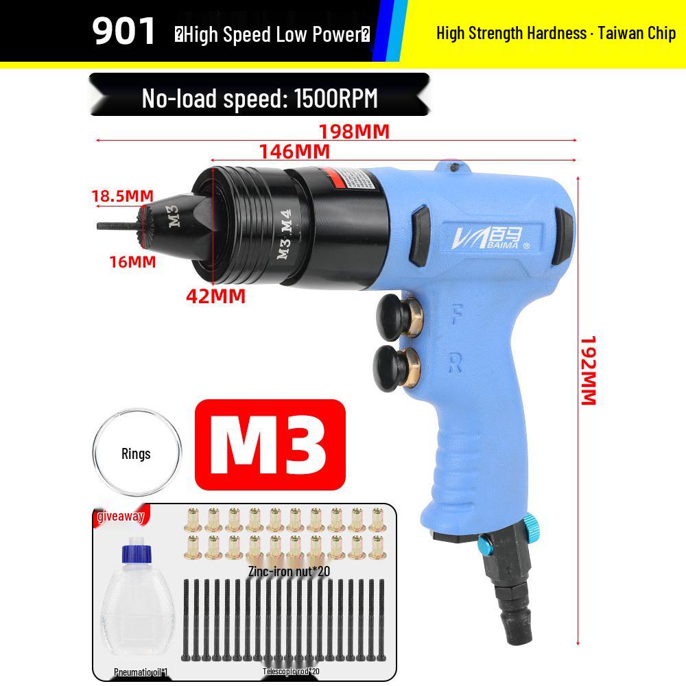 Taiwan Baima W02 Pneumatic Rivet Nut Gun & Screw Thread Tool