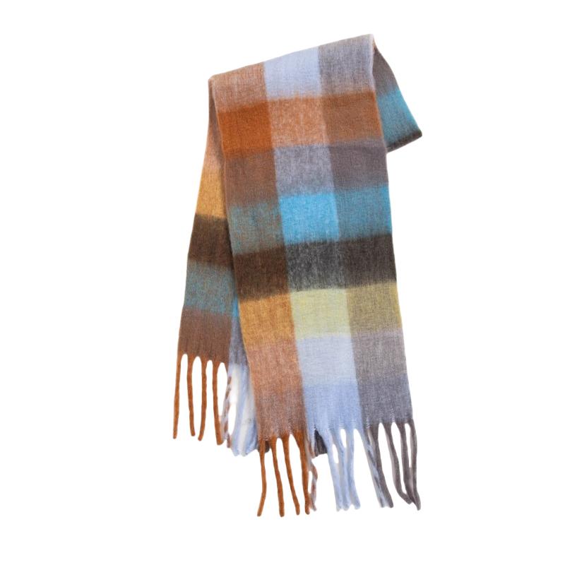 Winter Scarf For Women Luxury Cashmere Warm Rainbow Plaid Pashmina Blanket Shawl Thick Soft Bufanda Wraps Long Poncho Echarpe