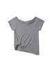 Eonibeu Unbalance Piercing Eyelet T-Shirt Gray