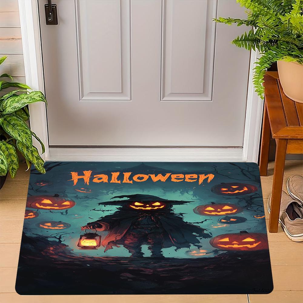 Halloween Carpet Mat Rug Horror Pumpkin Scarecrow Bat Castle Cemetery Home Decoration Indoor Door Mat Festive Party Supplies