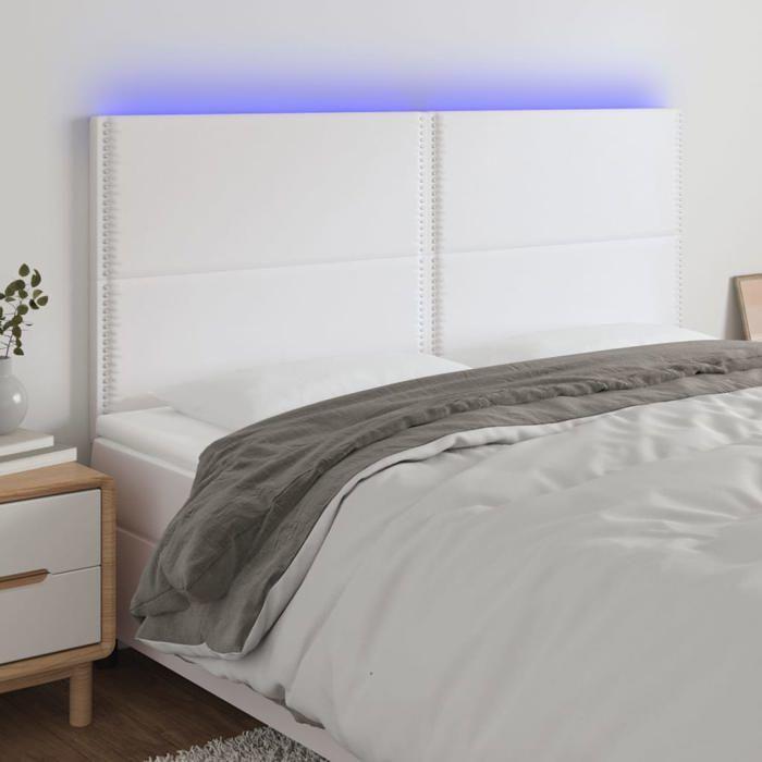 VidaXL Tête de Lit à LED Meuble de Chambre à Coucher Accessoire de Lit Double Tête de Cadre de Lit Intérieur Blanc 3122393
