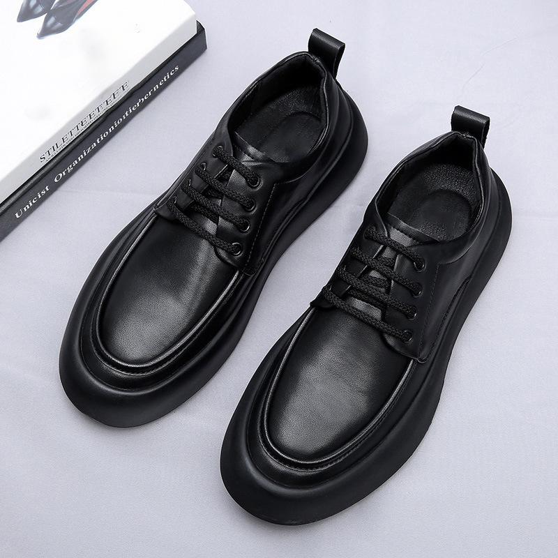 FashionFashion Casual Spring Autumn Cow Leather Shoes for Men New England Black Men's Dress Shoes Lace New Designer Loafers Male