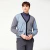 HENRY STUART Men'S Diagonal Logo High-Neck Fleece-Lined T-Shirt Blue