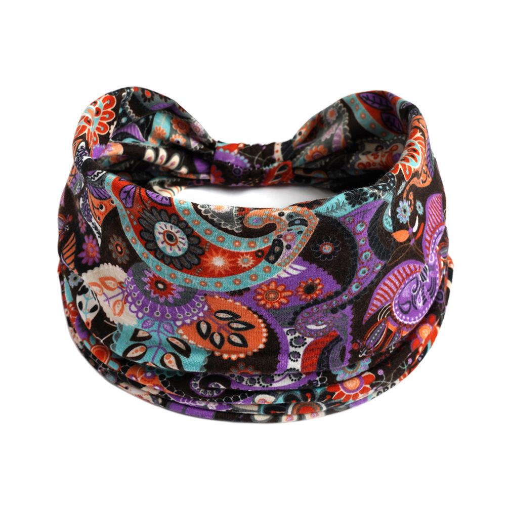 Böhmisches Yoga Stoff Stirnband: Schweißabsorbierendes, elastisches Baumwoll-Sportstirnband für Damen