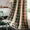 Tenda Finestra Natale a Quadri Buffalo con Tasca per Asta Rete Semi Trasparente con Pizzo all'Uncinetto per Camera da Letto Soggiorno Decorazioni Rustiche